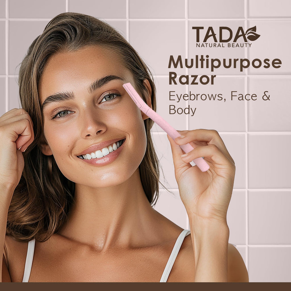 TADA BEAUTY Biodegradable Dermaplaning Tool 12pk, Face Eyebrow Face Razors, Face Shaver & Exfoliating (Lavender)