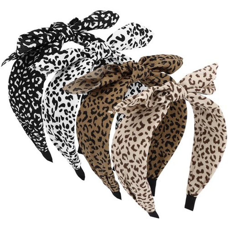 Jaciya Leopard Bow Headbands for Women Cheetah Print Headbands Cute Knotted Headband with Bow Leopard Print Gifts