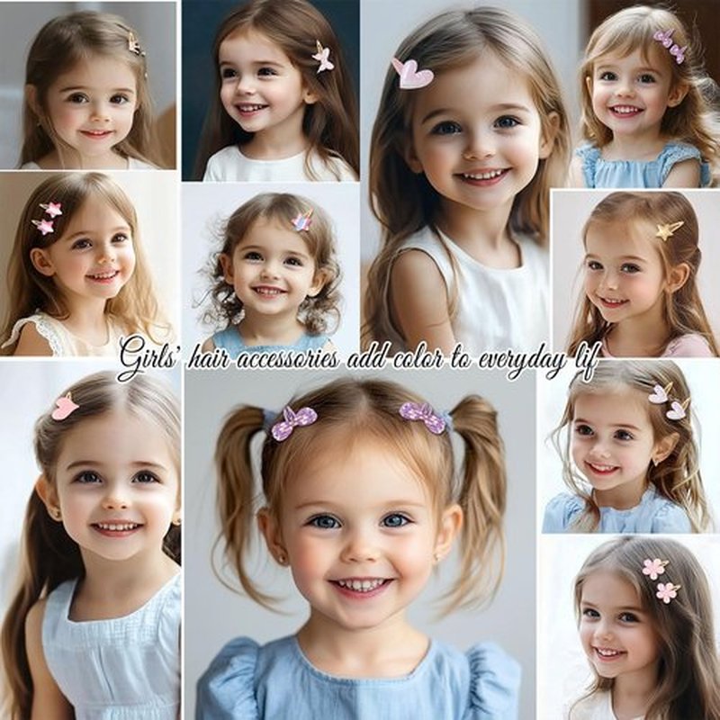 16 Pcs Hair Clips for Teens,Sparkly Metal Snap Barrettes, Cute Glitter Toddler Flower/Star/Crown/Heart/Butterfly Hair Accessory Multicolor Shaped Hair Accessories