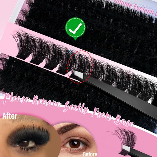 Lash Clusters Kit Fluffy Eyelash Extensions Kit 280D Individual Eyelashes Kit 14-25mm DIY Lashes Extension Kit with Lash Bond and Seal, Lash Applicator, Mega Volume False Eyelashes Kit by BEFACL