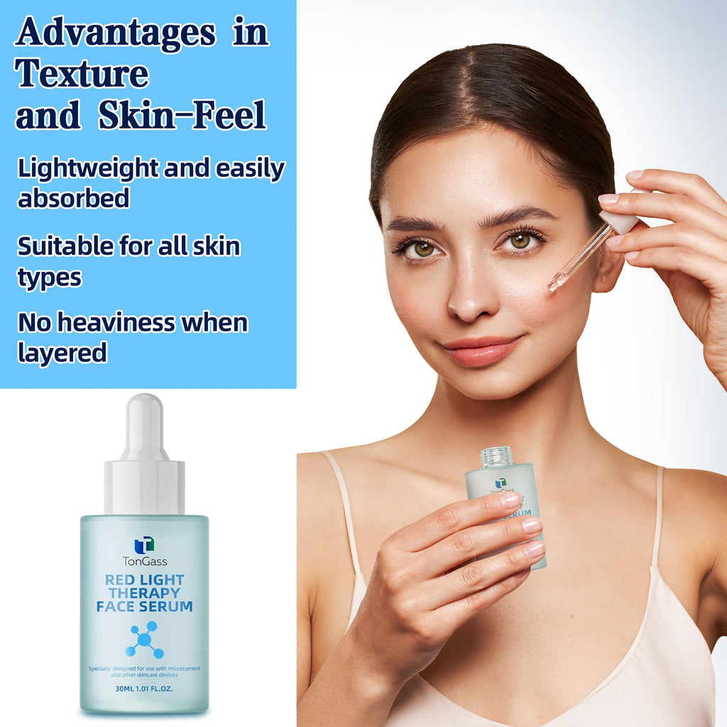 TonGass Hydrating Facial Serum for Face & Neck – Lightweight Absorbing Gel for Daily Moisture – Compatible with LED & Microcurrent Facial Tools – Smooth Skin Texture Enhancer - 2 Pack