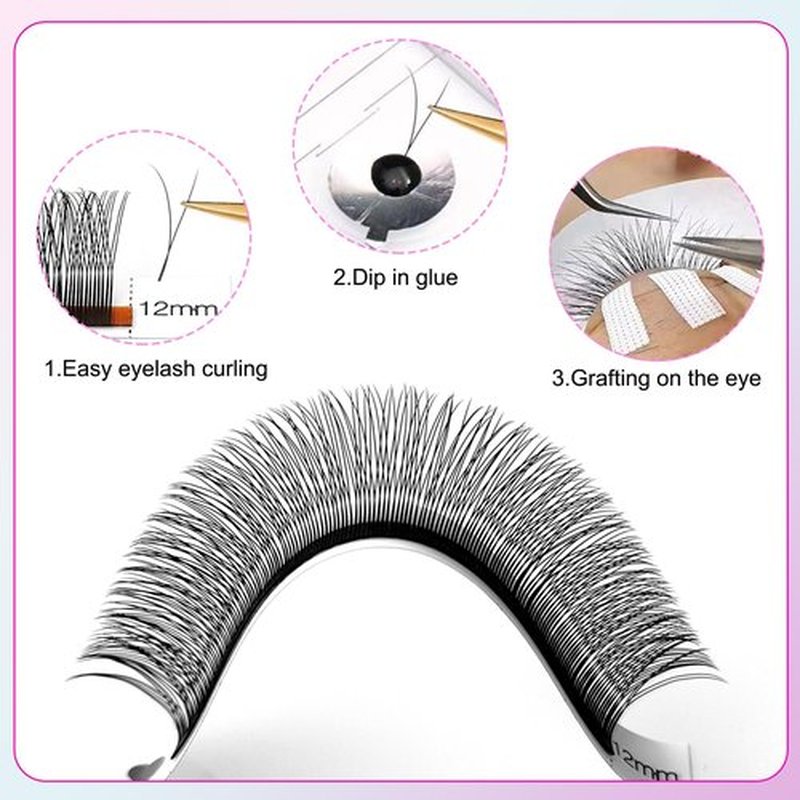 CoMango Y Eyelash Extensions 2D Fans Premade lash Fans 0.07mm 2D Y Lashes C/D Curl Lashes 8-15mm Mixed Tray Soft Fluffy Volume Lash Fans Natural Look Individual Eyelashes(Black,1DYY-0.07-D-8-15MM)