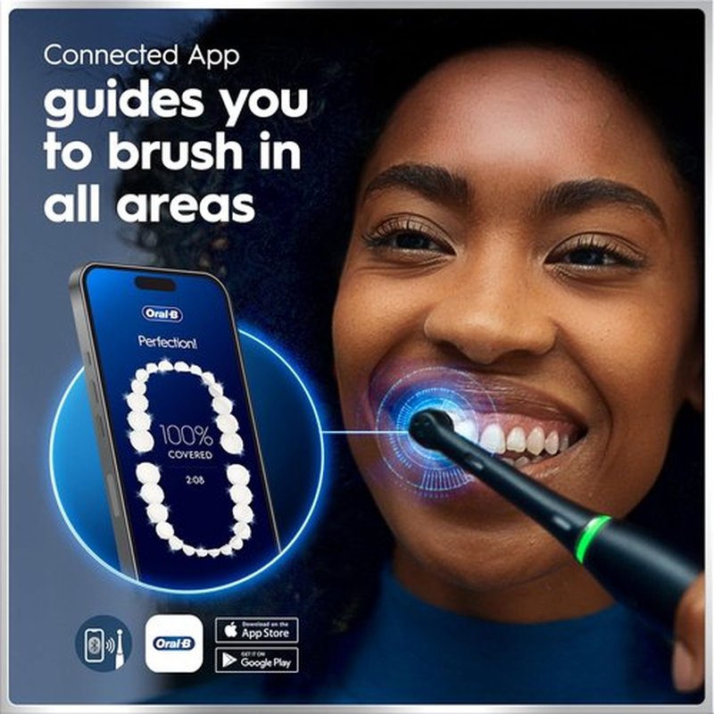 Oral-B iO Series 7 Rechargeable Electric Toothbrush - Deep Clean & Protect, Black | 2 Brush Heads & Travel Case