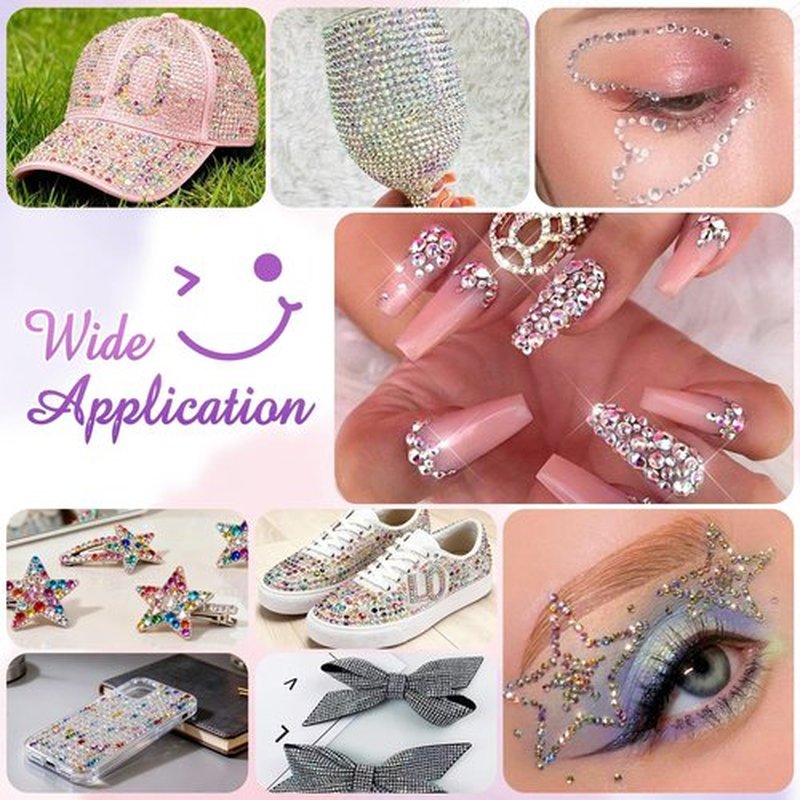 34000Pcs 8 Colors 3 4 5 6mm Mix Pink Resin Jelly Rhinestones for Bedazzling, Multicolor Flatback Gems, Bedazzler Kit with 3Pcs 10ml B7000 Glue