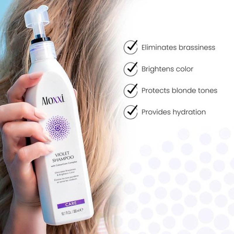 ALOXXI Violet Shampoo - Neutralizes Brassiness & Enhances Luminousity for Blonde/Silver Hair | 10.1 Fl Oz