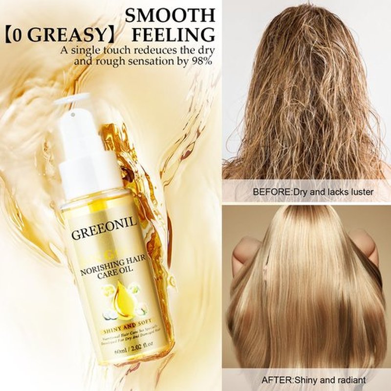 GREEONIL Hair Oil with Argan Oil, Vitamin E - Nourishing Treatment for Smooth, Frizz-Free, Shiny Hair for Women and Men with Frizzy, Damaged, Fine, or Curly Hair