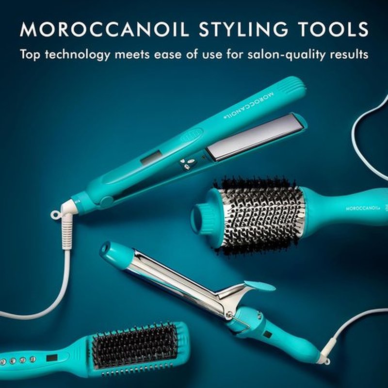 Moroccanoil Smooth Style Ceramic Heated Brush & Perfect Defense Spray Bundle - Ultimate Hair Care Set