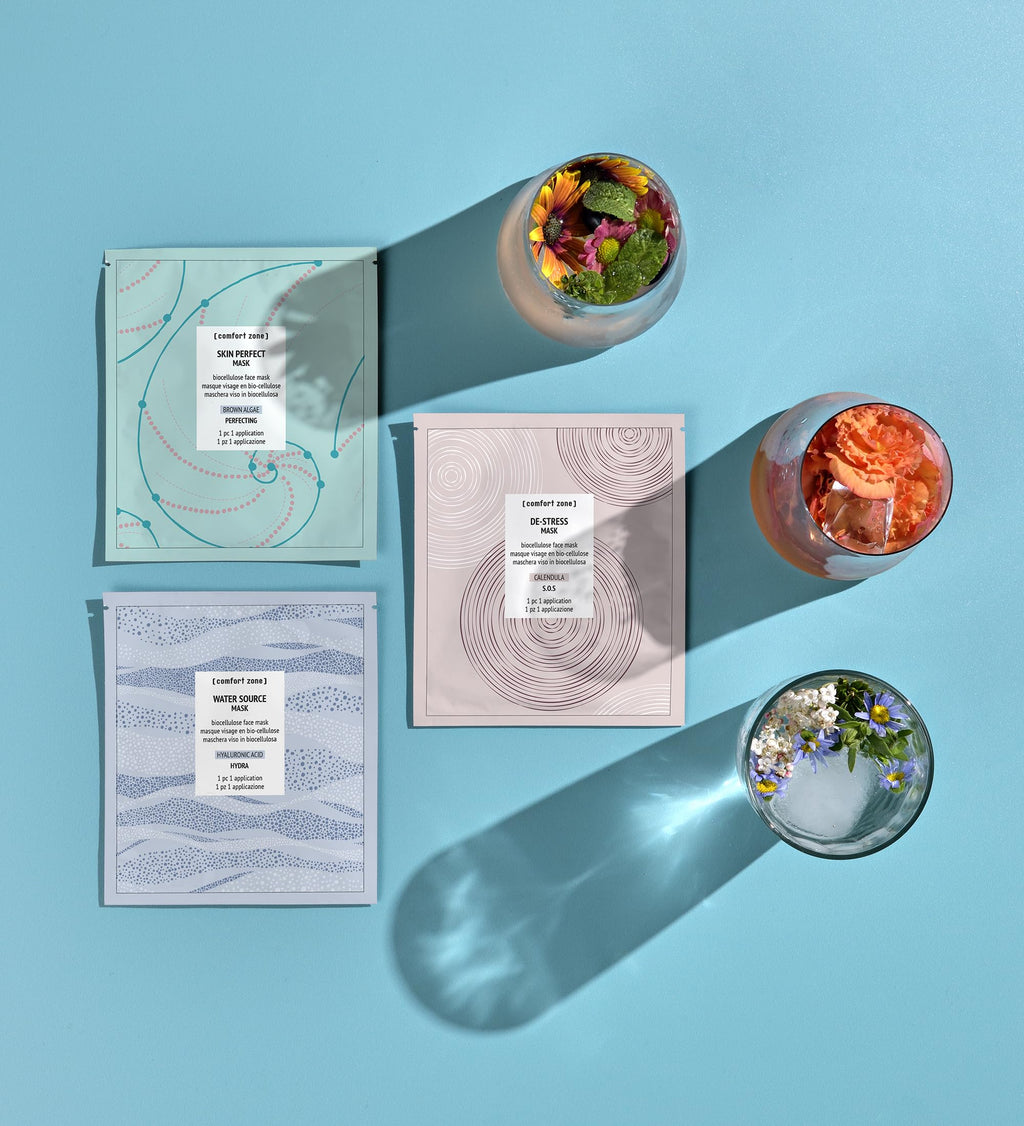 [ comfort zone ] Water Source Mask, Hydrating Hyaluronic Acid Biocellulose Sheet Mask, Brightens, NMF Complex, Aloe, Biodegradable, Clean Beauty, Vegan, Dehydrated Skin, Single Use, 1 Count