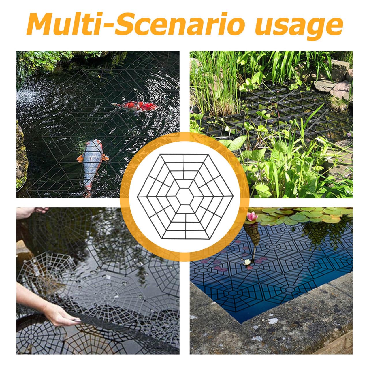 Housoutil Pond Netting Floating Guard, 30PCS Plastics Guard Net Protect Fish Koi, Splicing Web Hexagonal Accessories for Pond Fish Floating, Mesh Cover Resist Racoons Cats Crows Seabird