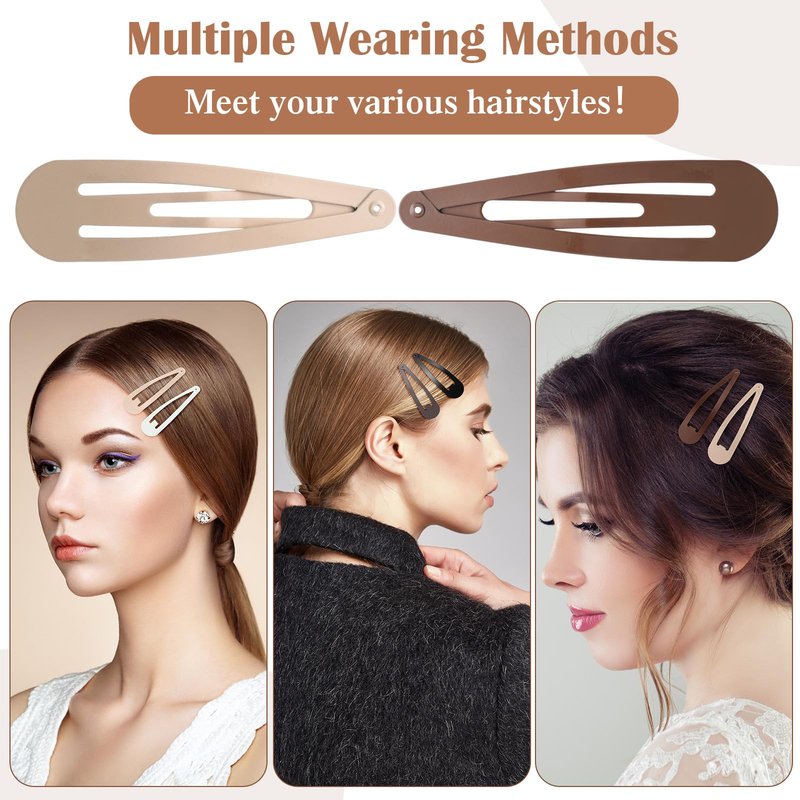 WILLBOND 30 Pieces 3.1 Inch Large Metal Snap Hair Clips Nonslip Barrettes Women Hair Accessories (Five Color)
