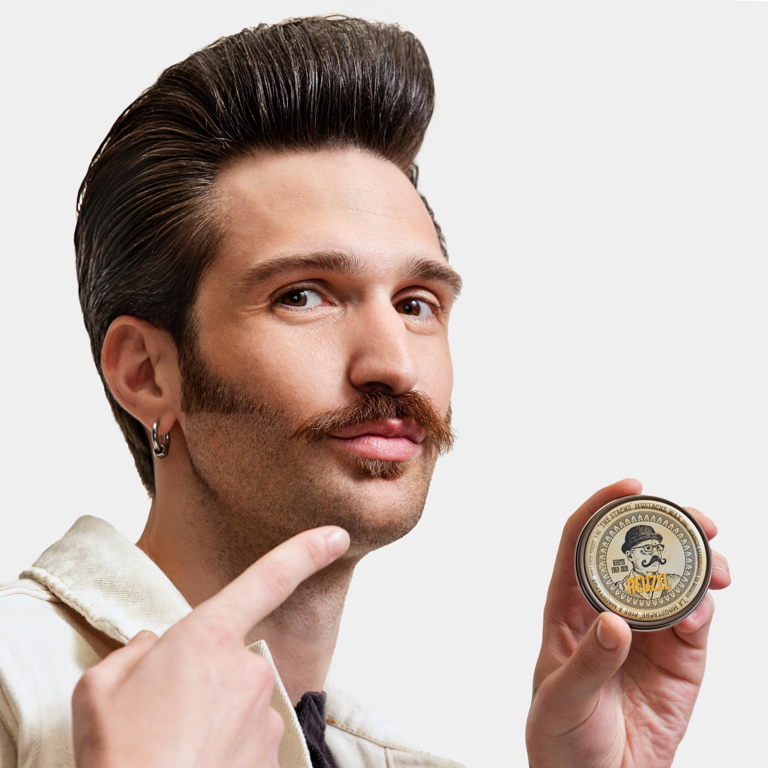 REUZEL Mustache Wax, Strong All Day Hold, Oil-Based Styling Wax, Low Shine, For All Hair Types, 1 oz