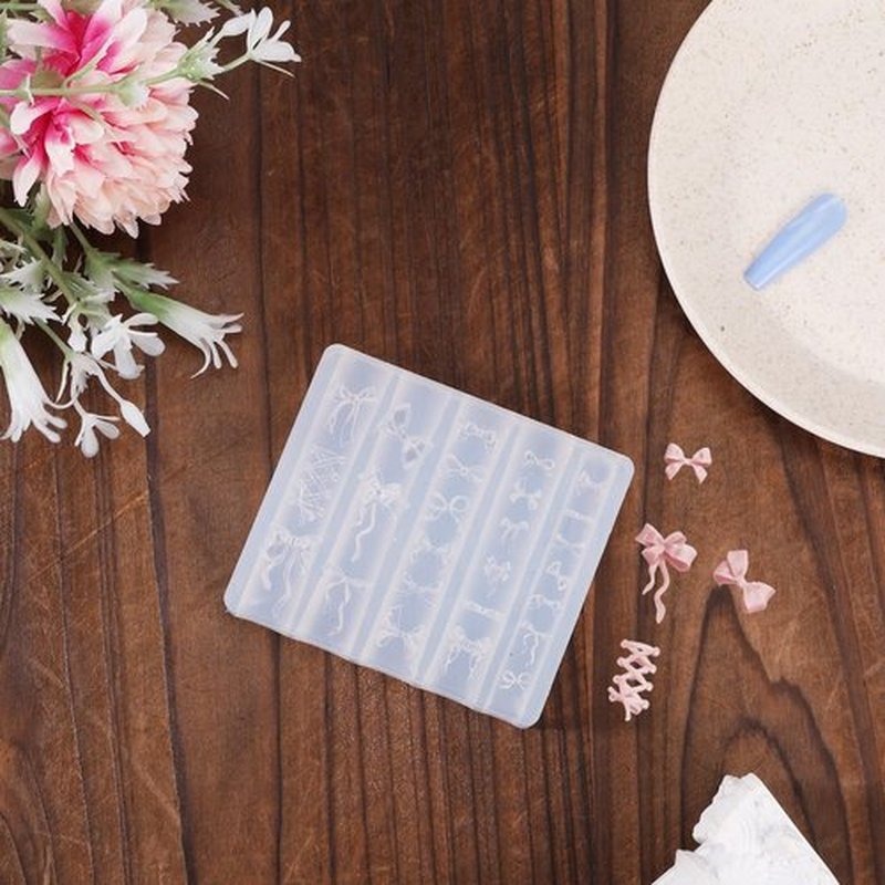 Bow Silicone Nail Molds, 3D Mix Bows Nail Stencils Silicone Molds Carving Bow Knots Design Template Art Accessories Tools for Charms Art Decorations