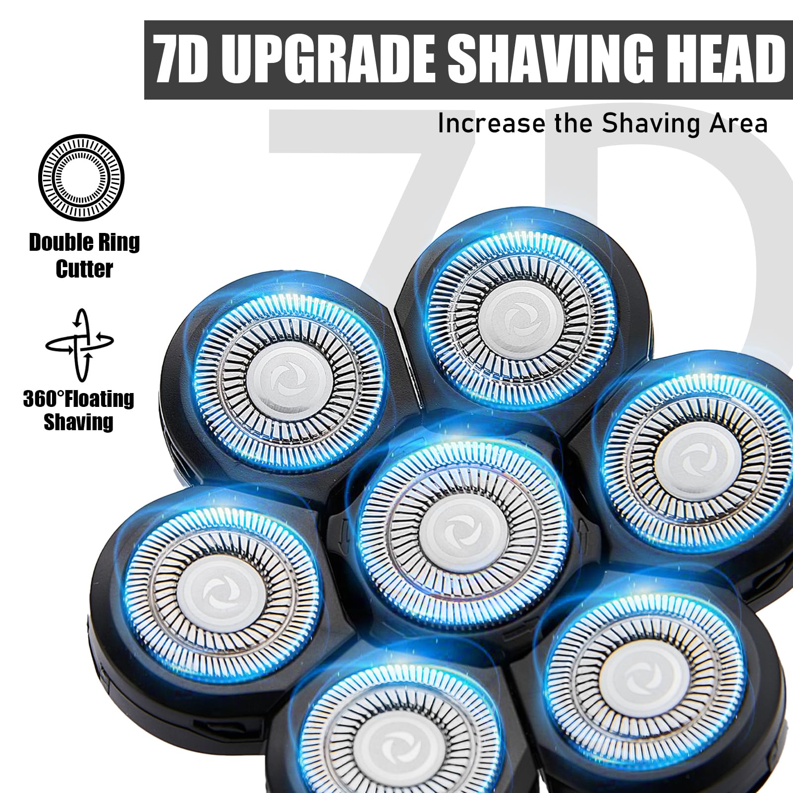 7 Head Shaver Replacement Heads，Head shavers for many brands bald men replacement blades，Shaver Blade Heads Replacement for Electric Razor for Men (3 Pack)