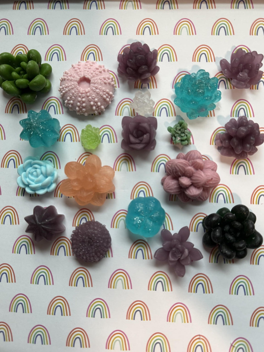 Handmade Succulent Flower Soap Set, Includes 5-6 mini soaps, approxiamately 2 oz.