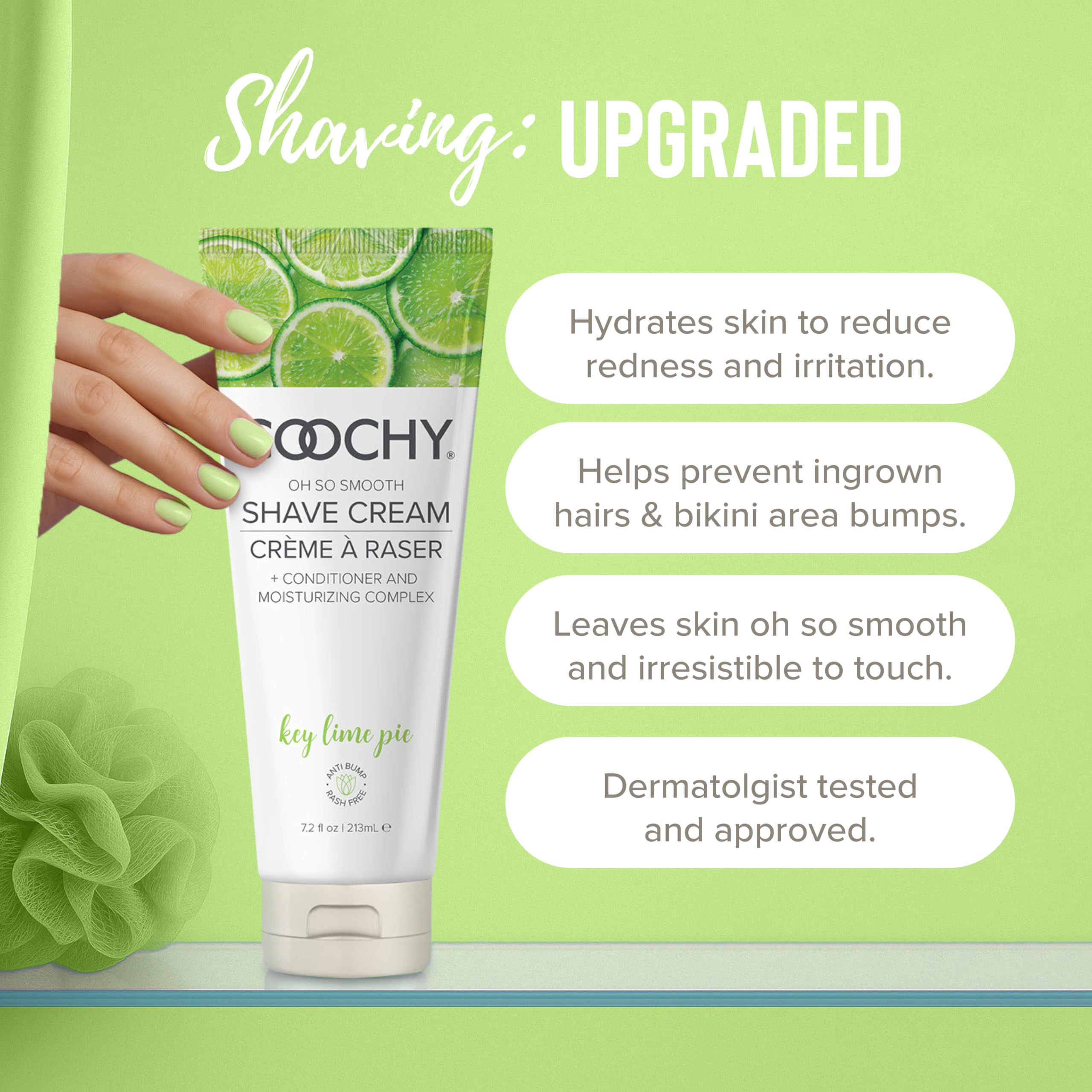 Coochy Shave Cream - Moisturizing Shave Lotion - Gentle Intimate Shaving Cream - For Bikini Area, Underarms, Legs & More - Rash-Free, Hydrating Formula - Key Lime Pie 12.5floz/ 370mL