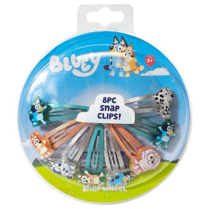 LUV HER Bluey Hair Clips for Girls Snap Clips 8 Pack Multi Color Ages 3+