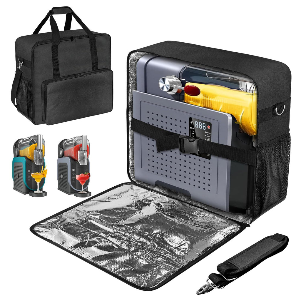 BOHEMIABY 2025Thermal Slushie Machine Carrying Bag, Large Portable Slushie Carrying Case for Ninjaa Fs301 & Fs300, Large Opening Design, Thick Padding, Removable Shoulder Strap, Accessory Bag (Black)