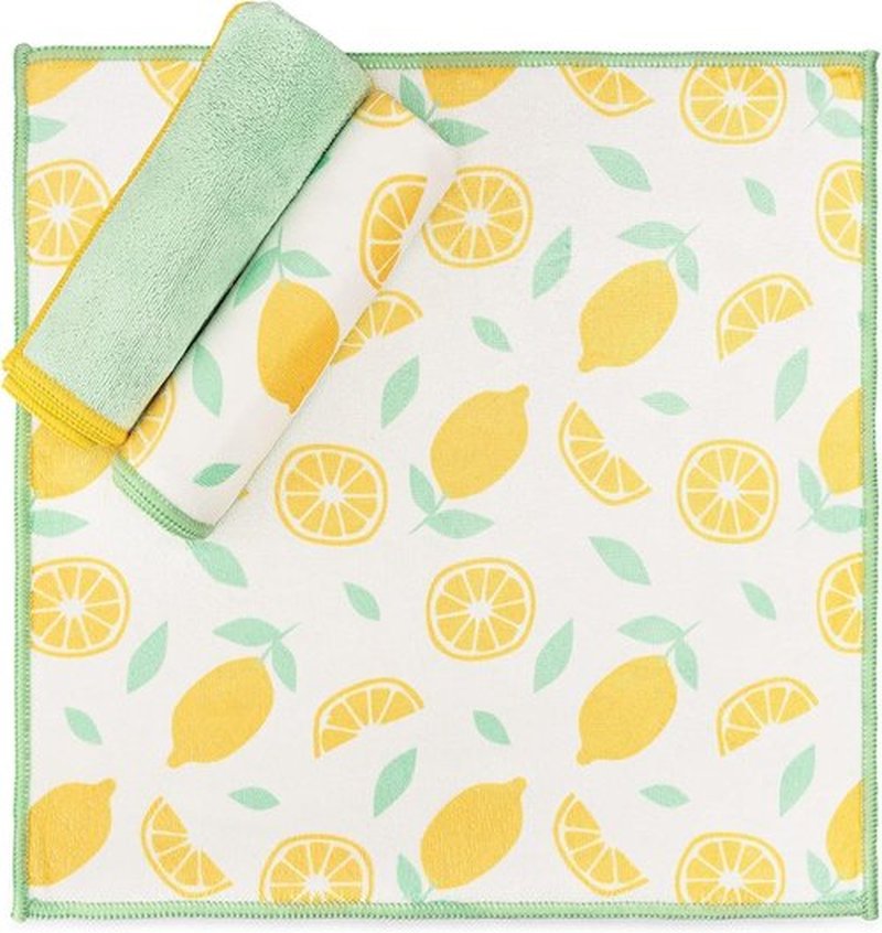 Full Circle Renew Collection Microfiber Cloths - Eco-Friendly Citrus Print, 12.01" x 3", Set of 3 | Naturally Anti-Bacterial