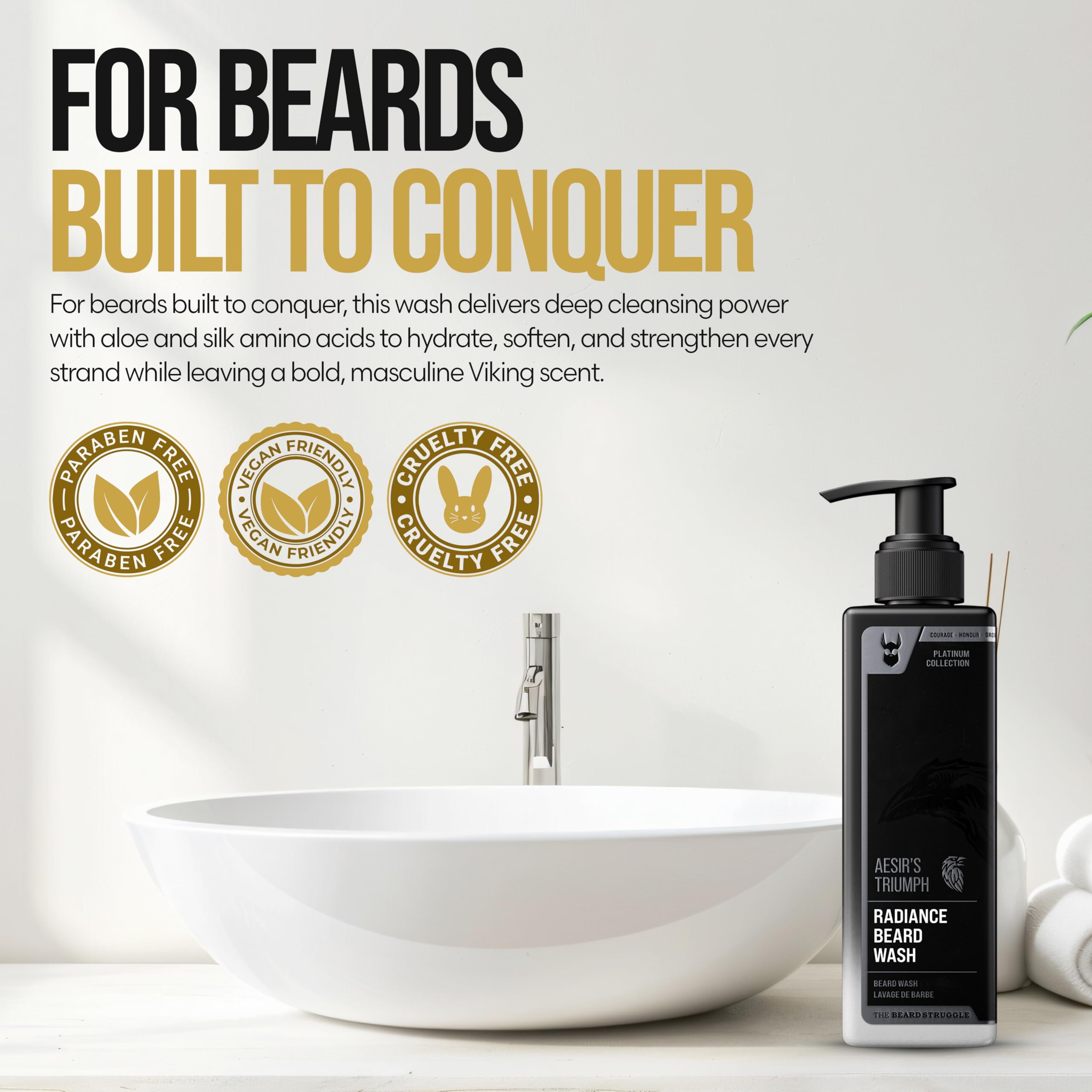 The Beard Struggle Radiance Beard Wash – Platinum Collection, Vanir’s Wisdom – Cleanse, Nourish & Soften – Beard Cleanser for Men (8 fl oz)