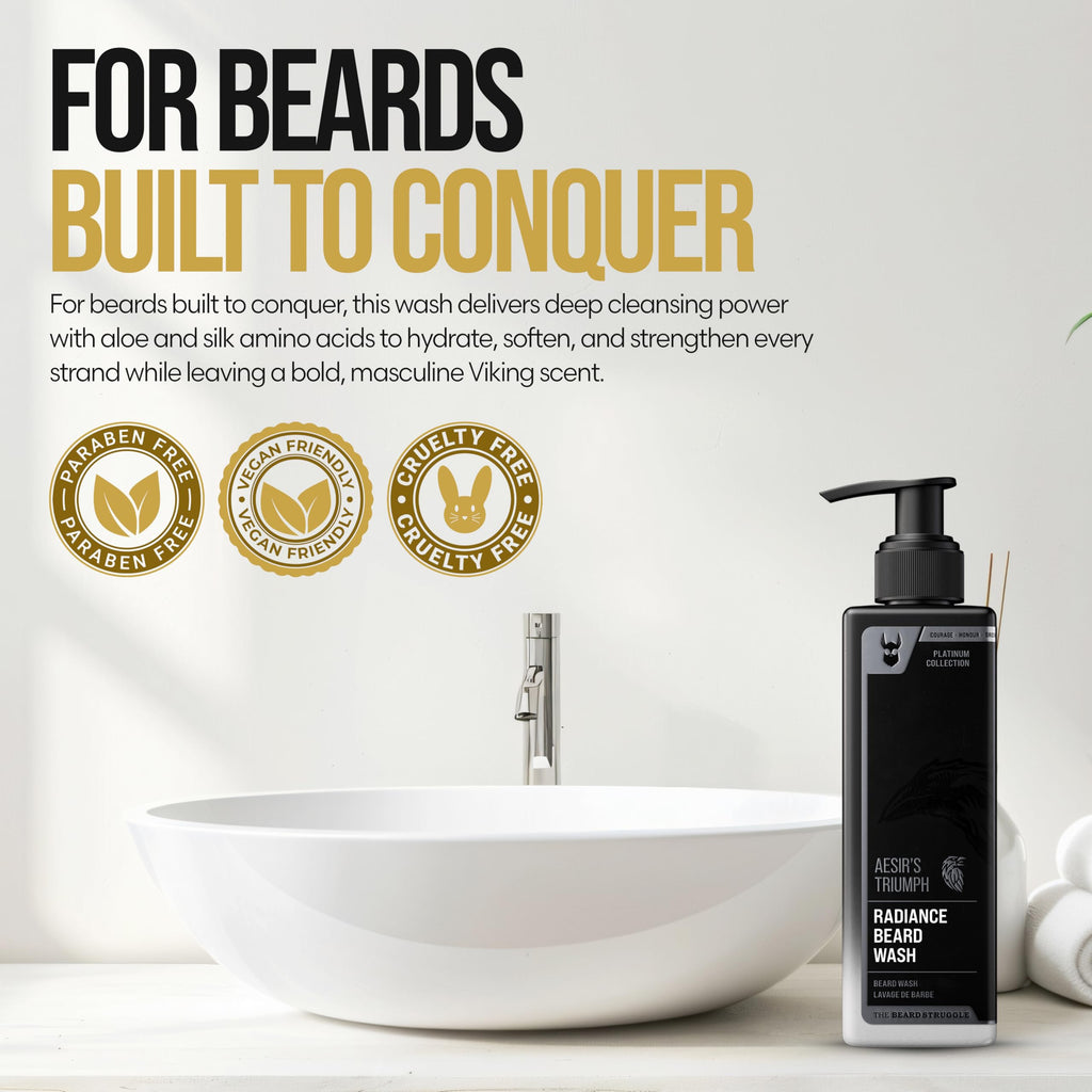 The Beard Struggle Radiance Beard Wash – Platinum Collection, Surtr’s Fury – Cleanse, Nourish & Soften – Beard Cleanser for Men (8 fl oz)