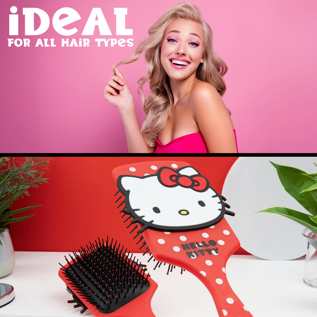 Hello Kitty Sanrio Hair Brush, Kawaii Detangler Brush, Cute Stuff, Gifts for Women, Wife, Girlfriend, Girls, Teens (Hello Kitty Brush)