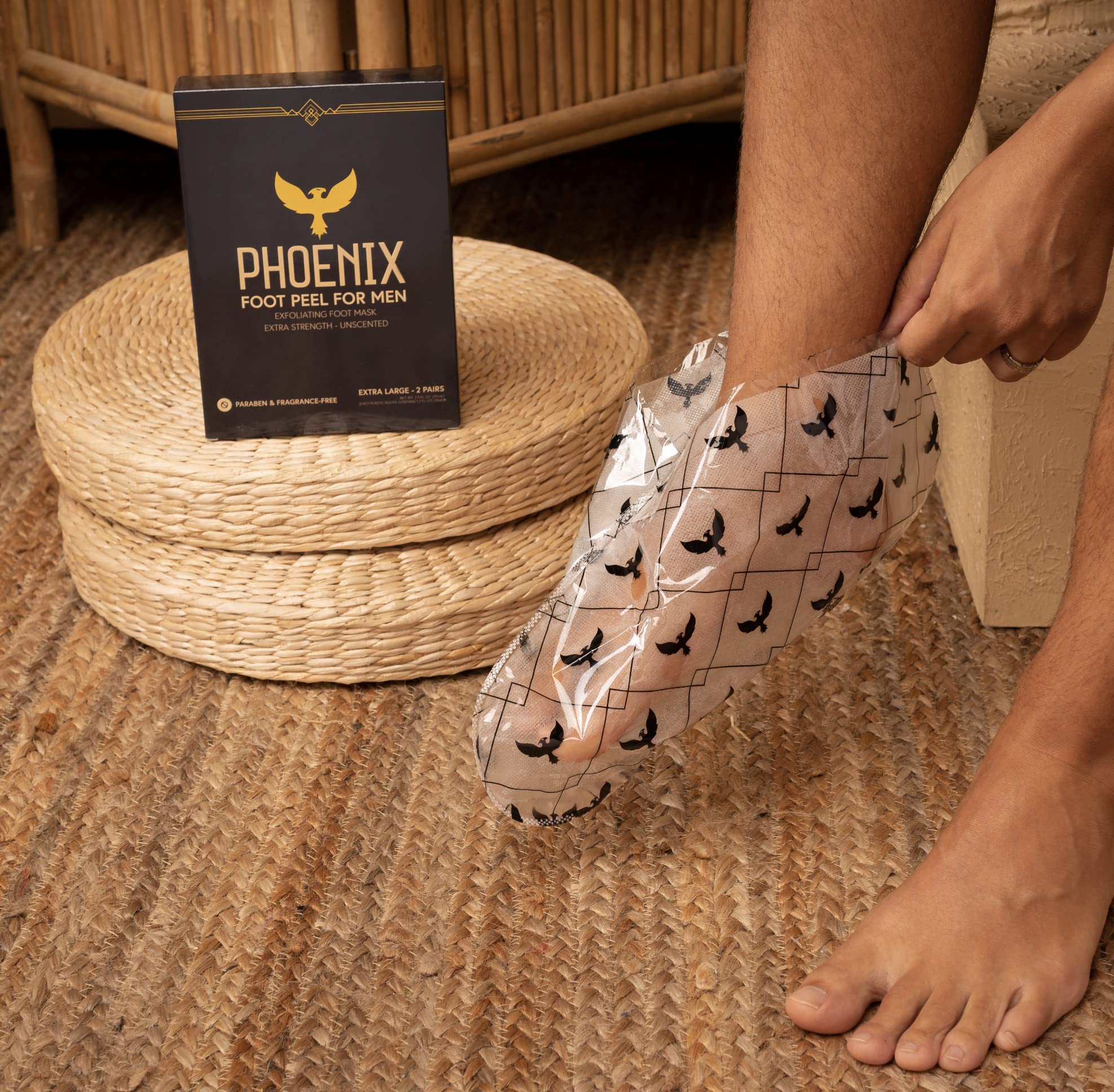 (Pack of 2) Phoenix Foot Peel for Men - Extra Large - Extra Strength - Exfoliating Dry Feet Treatment - Callus Remover - Unscented - Paraben and Fragrance Free