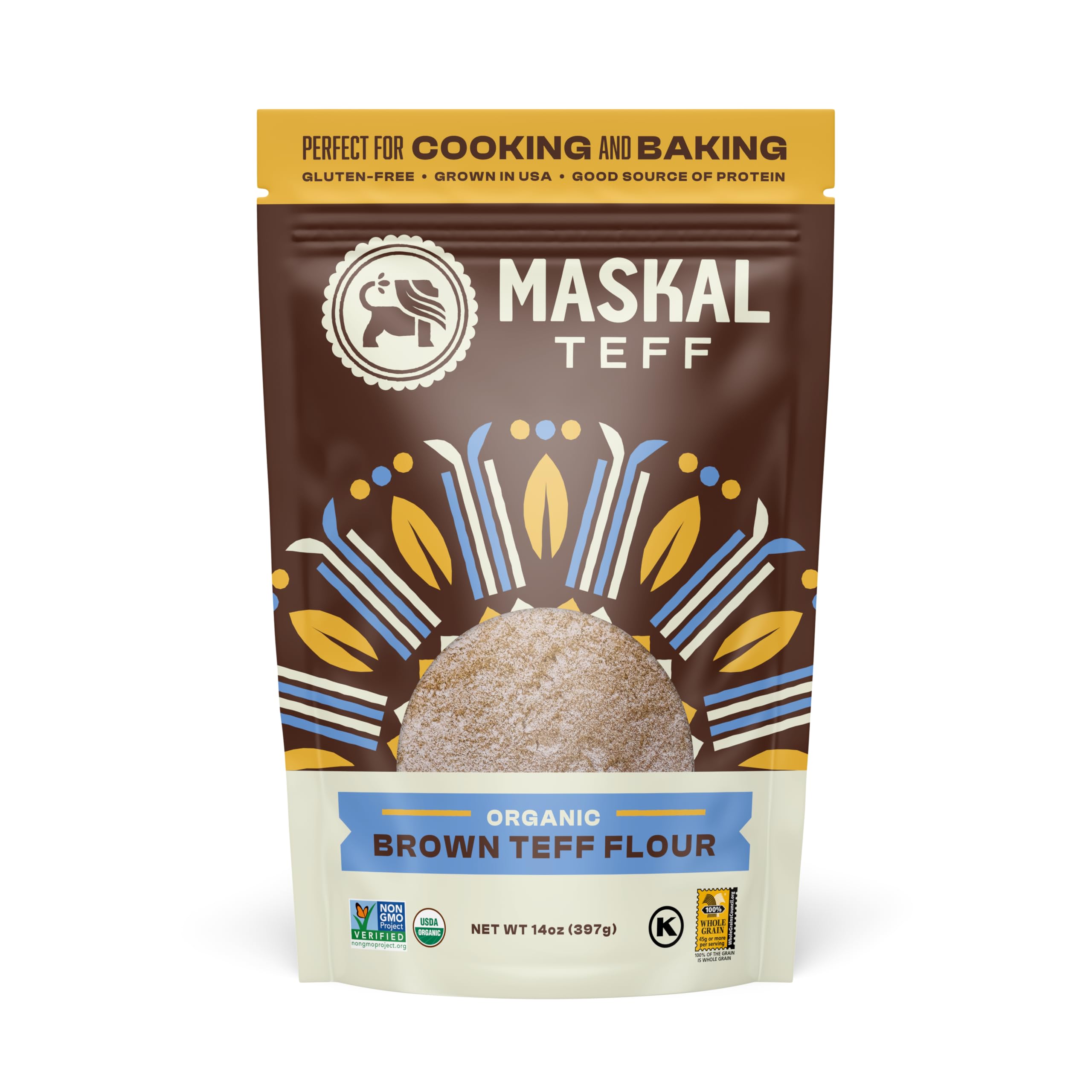 Maskal Teff Organic Brown Teff Flour, 14 Ounce