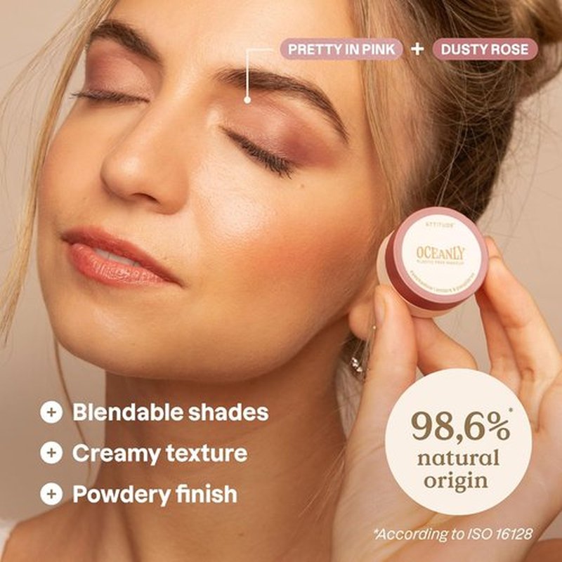 ATTITUDE Oceanly Eyeshadow - EWG Verified Matte Cream Formula | Vegan & Plastic-Free, Dusty Rose, 0.16 Fl Oz