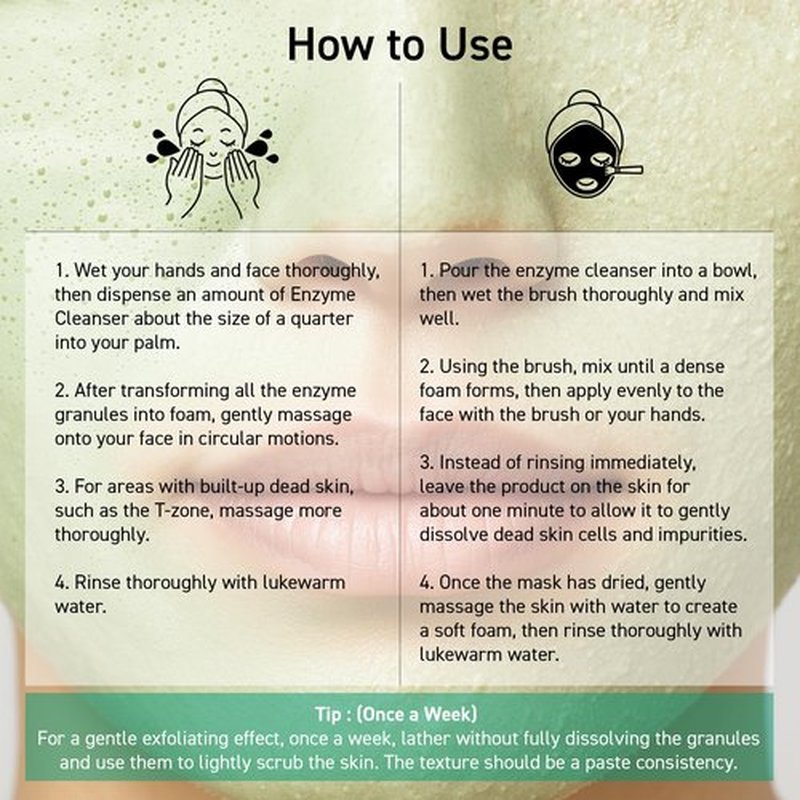 SKIN SIGNAL Green Clay Enzyme Cleanser, Whitehead Remover Powder Cleanser, Deep Pore Cleansing with PHA, Gentle Exfoliating Face Wash, Facial Scrub for Blemish-Prone Skin, Korean Skin Care
