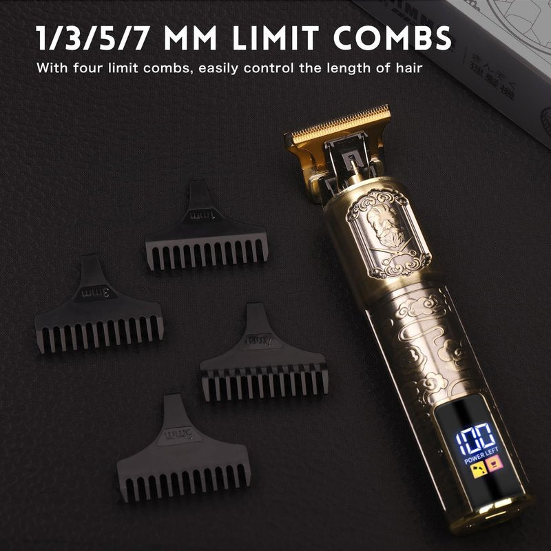 Ufree Professional Beard Trimmer for Men, Zero Gapped T-Blade Hair Clipper & Mustache Trimmer Kit with LCD Display, Precision Edgers for Haircut & Grooming, Barber-Grade Electric Shaver, Gifts for Men