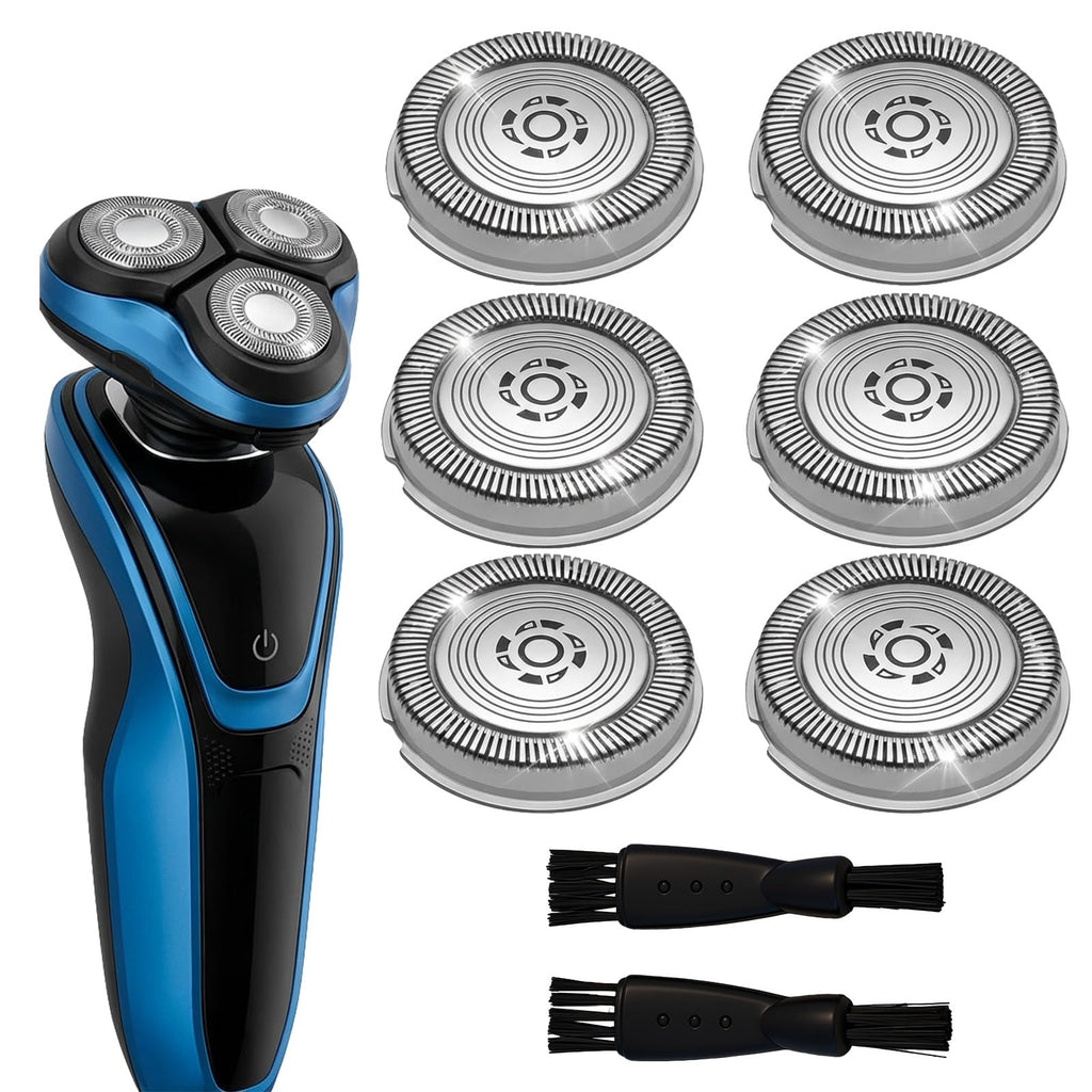 6PCS SH30 Replacement Heads Compatible with Philips Norelco Series 3000/2000/1000, New Upgraded SH30 Replacement Double Blades with 2 Brushes for Men