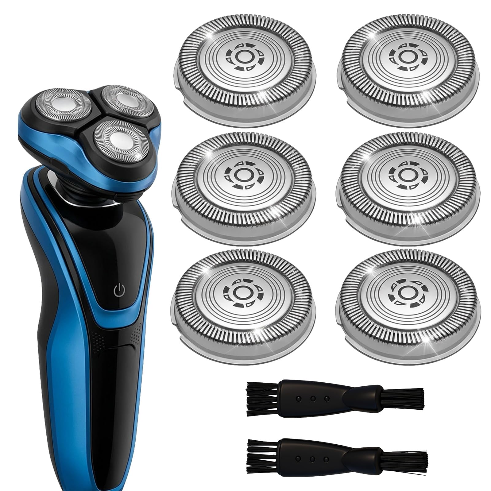 6PCS SH30 Replacement Heads Compatible with Philips Norelco Series 3000/2000/1000, New Upgraded SH30 Replacement Double Blades with 2 Brushes for Men