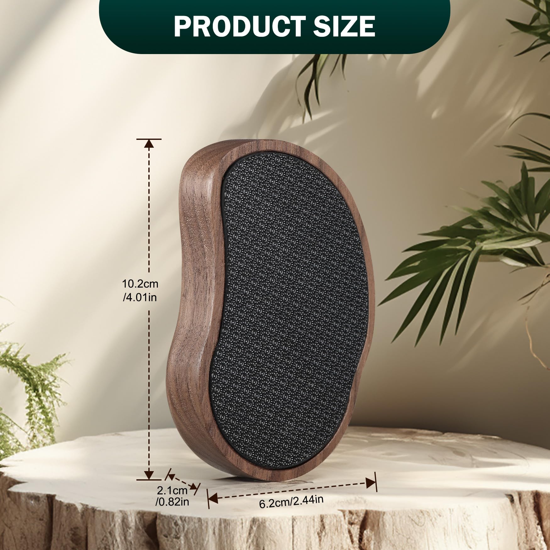 FVION Nano Glass Foot File with Bamboo Handle - Foot Scrubber Dead Skin Pumice Stone for Feet - The Ultimate Gentle Pedicure File Feet Callus Remover (Brown)