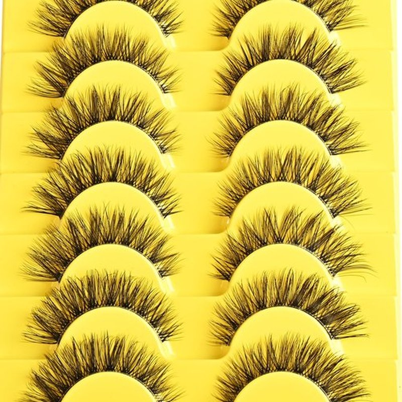 QUNETY Lashes Wispy False Eyelashes Natural Fake Lashes with Clear Band 10 Pairs Cat Eye Lashes Pack Reusable Lashes Natural Look Short Wispies Mink Eyelash Strips Cateye Lashes for Women