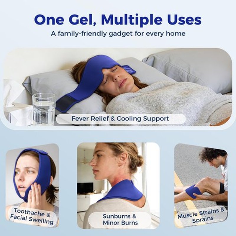 Cooling Gel Eye Mask Sleep: FSA -HSA Eligible, Cold Compress for Puffy Eyes & Migraine Relief - Reusable Gel Weighted Sleeping Mask for Dark Circles & After Surgery, Eye Care,Ice Pack for Face(Blue)