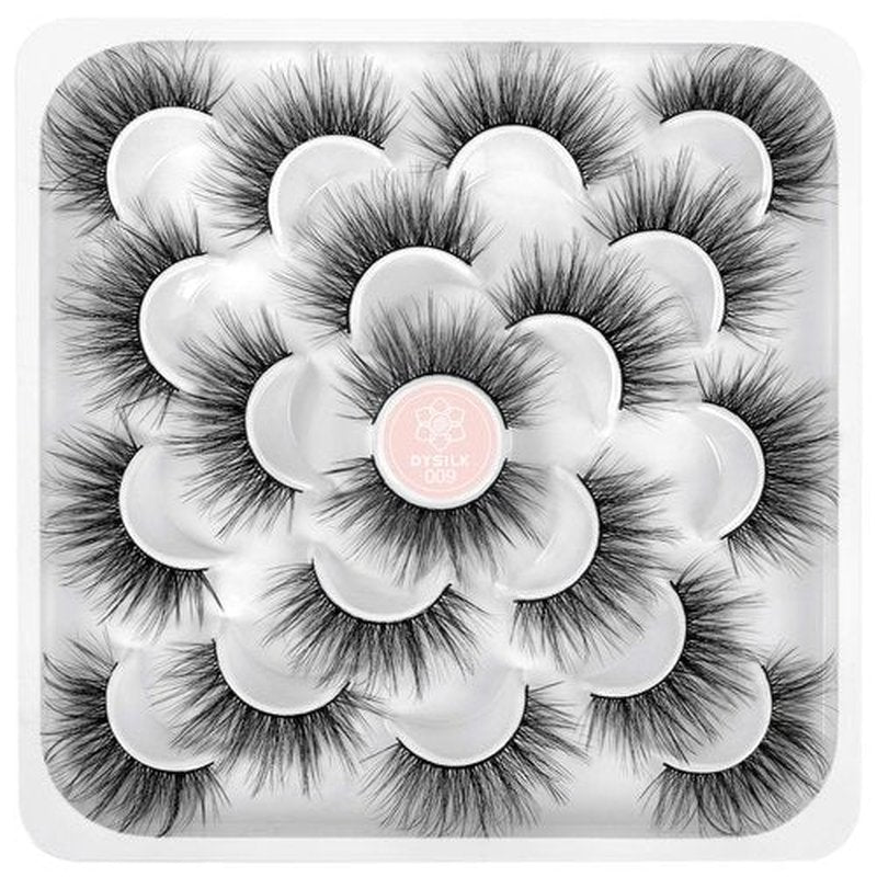 DYSILK Mink Lashes False Eyelashes - Mink Eyelashes Fluffy 10 Pairs 6D Mix Style Faux Lashes Pack Wispy Eyelashes Fluffy Reusable Lashes Natural Look Mink Fake Eyelashes Cat Eye Lashes | 19mm