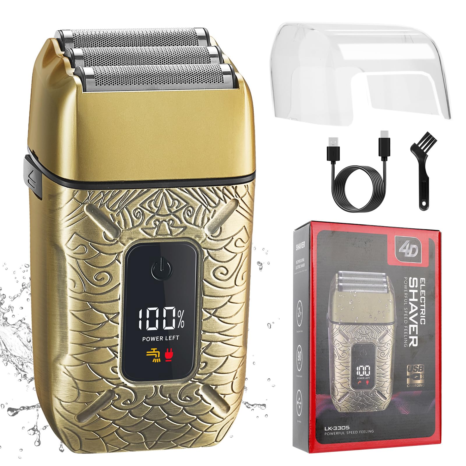 Dumite Electric Shavers for Men,Waterproof Powerful Motor Electric Razor,Head Shavers for Bald Men,Triple Foil Beard Trimmer,Barber Supplies LED Displays & USB Charging Shaver, Gifts