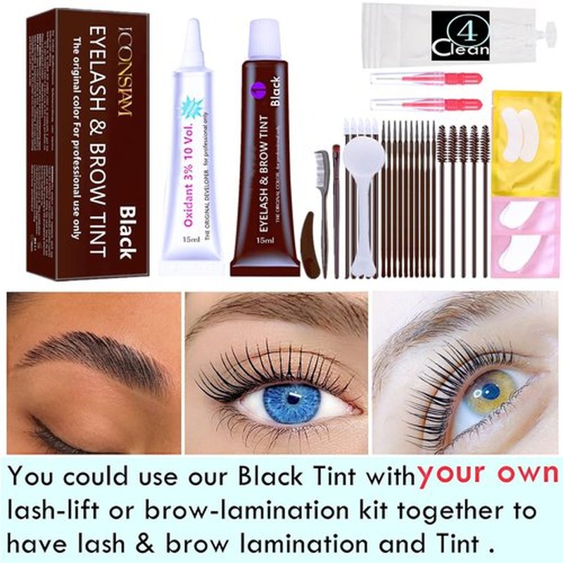 Skiennix Black Lash Tint Kit - Keratin Eyelash & Eyebrow Dye for Voluminous 6-Week Tint