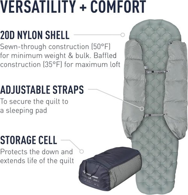 Sea to Summit Cinder Lightweight Down Backpacking Quilt - Compact & Warm | Ideal for Outdoor Adventures