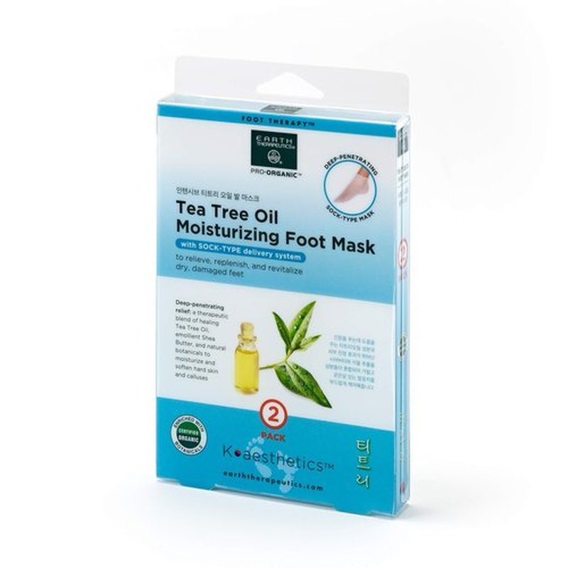 Earth Therapeutics Tea Tree Oil Moisturizing Foot Mask - 2 Pack (2 Pairs)