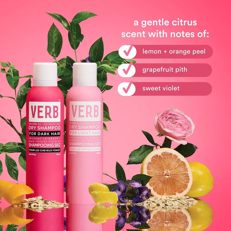 VERB Dry Shampoo Dark - Refreshing Spray to Absorb Oils & Extend Styles - Vegan, Paraben-Free Formula