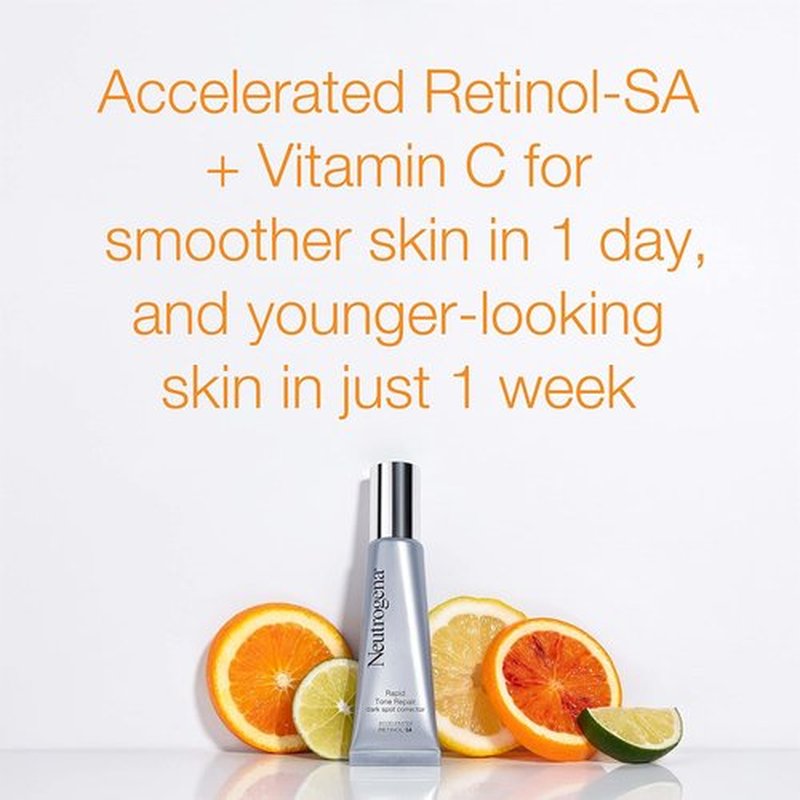 Neutrogena Rapid Tone Repair Serum - Retinol & Vitamin C Dark Spot Corrector | Brightens & Evens Skin Tone, 1 oz