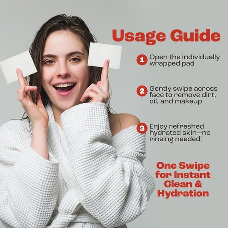 Hydracalm Facial Cleansing Pads – 20 Individually Wrapped Cotton Wipes for Sensitive & Dry Skin | On-the-Go Face Wipes for Travel, Gym & Daily Skincare