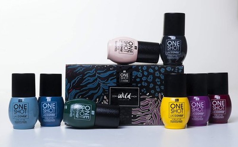 LACCOVER ONE SHOT - NAIL POLISH GEL SET WILD COLLECTION, 8 COLORS, 1/2 Fl Oz each one, by NAIL FACTORY