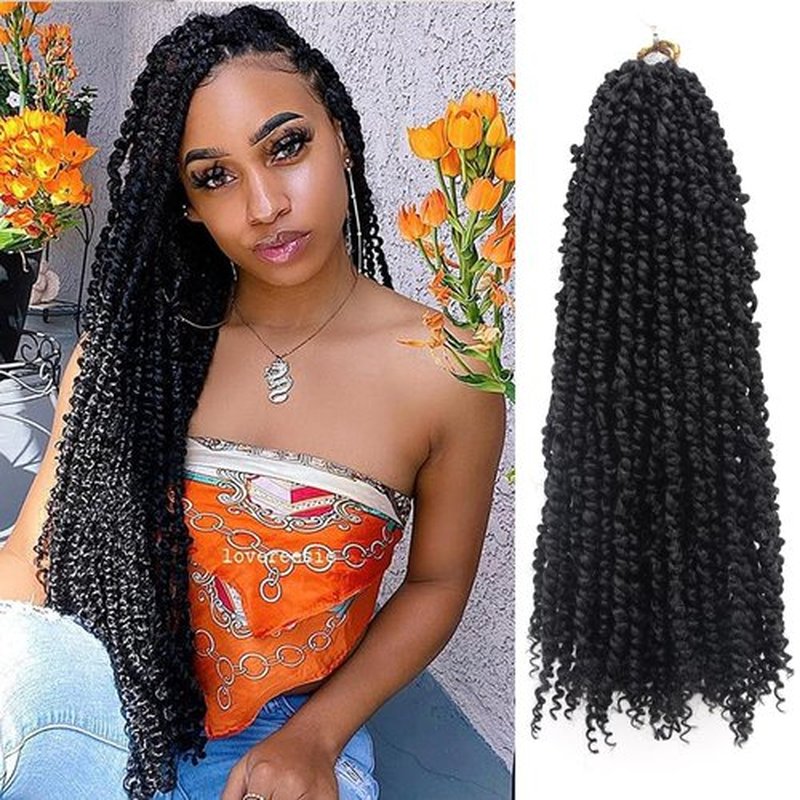 Passion Twist Hair - 24 Inch Passion Twist Crochet Hair For Women 8 Packs Crochet Pretwisted Curly Hair Passion Twists Synthetic Braiding Hair Extensions (24inch (pack of 8), 1B)
