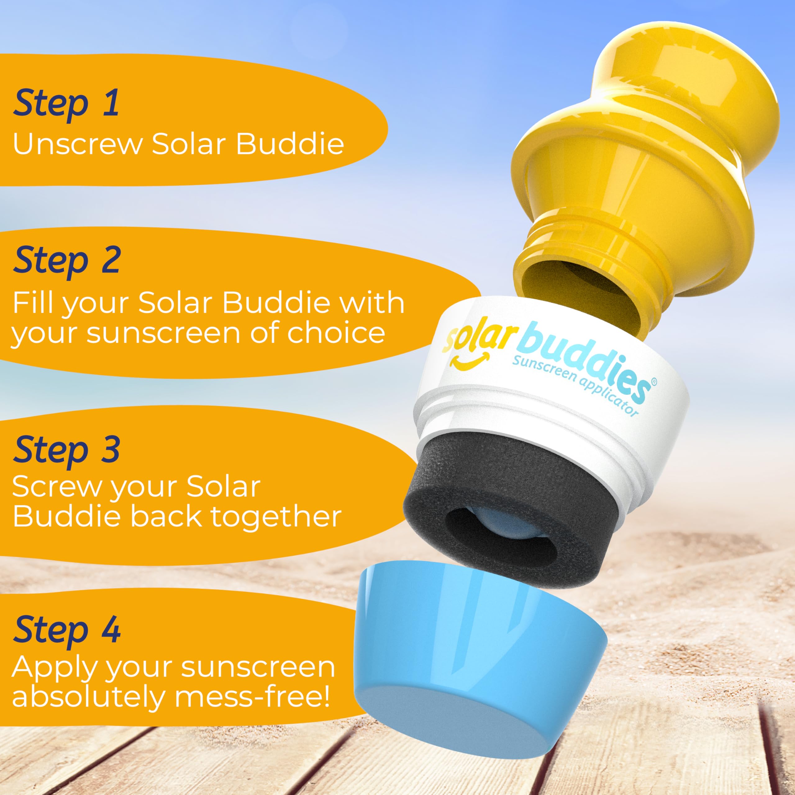 Solar Buddies Grab & Go Travel Bundle, Carabina Clip & Cleaning Brush - Single Full Green - Refillable Roll on Sponge Sunscreen, Suncream & Lotion Applicator For Kids, Adults & Families - Holds 100ml