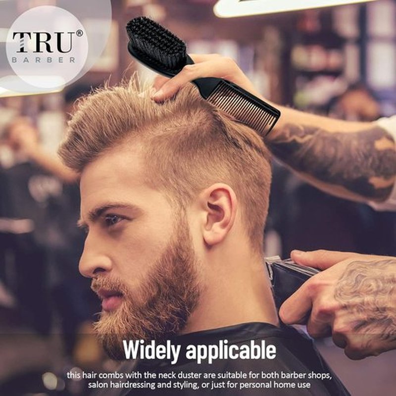 TRU BARBER Pro Fading Brush Set - 2PCS Barber Fade & Cleaning Brushes for Clippers | Beard Styling Tool