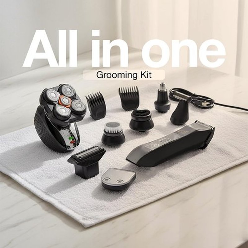 OTY Kit Head Shaver & Body Trimmer - Waterproof 8-in-1 Grooming Kit for Men