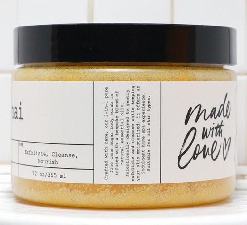 Scrubotany Golden Chai Sugar Scrub – Exfoliating Body Scrub with Honey, Orange, Turmeric, Vanilla – Gentle Exfoliating and Cleansing Impurities, Dead Skin Cells – Suitable for All Skin Types – 12 oz