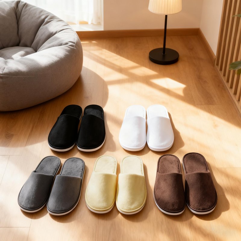 UINOFER 10 Pairs Spa Slippers, Disposable Hotel Cotton Velvet Closed Toe Slippers for Home, Bedroom, Bathroom, Indoor, Hotel or Commercial Use (White, One Size)